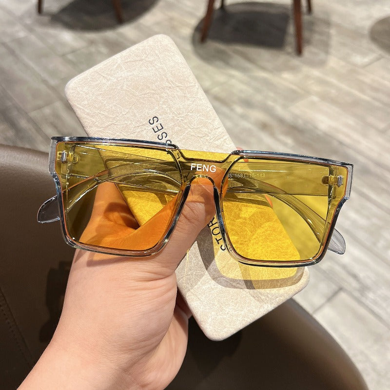 Wholesale High-end Retro Large Frame Integrated Lens UV Resistant Sunglasses